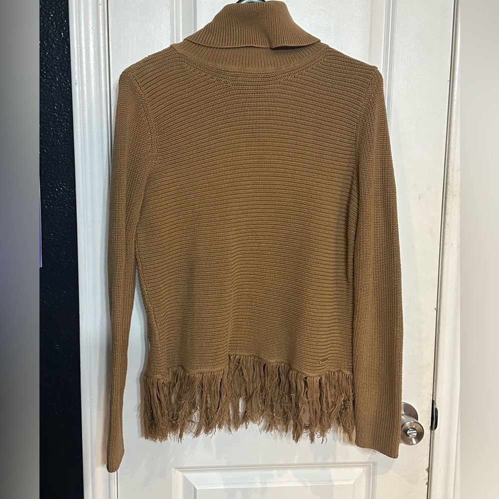 Michael Kors Brown Turtleneck Sweater with Fringe medium